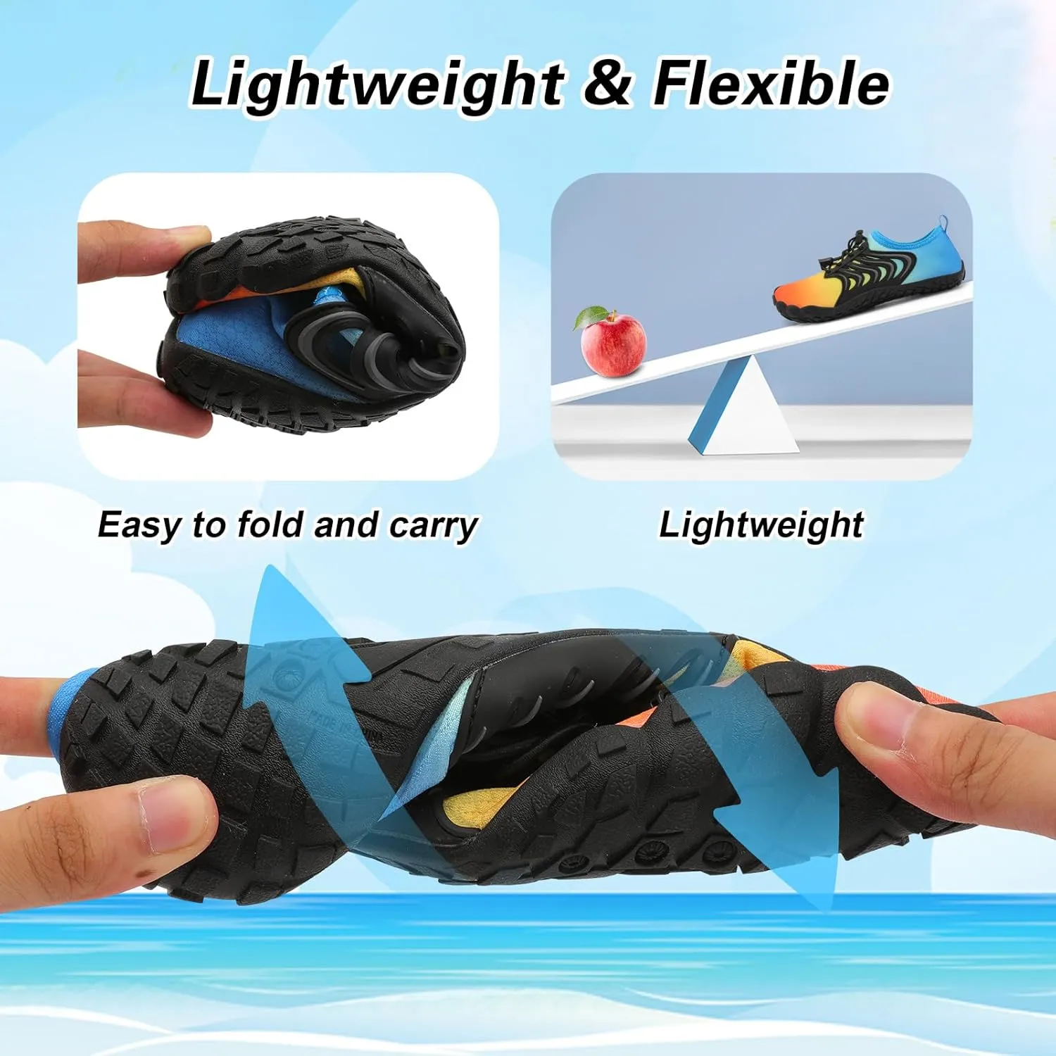 BARERUN Kids Water Shoes Boys Girls Barefoot Aqua Socks Quick Dry Breathable Sports Aqua Athletic Sneakers Wide Toe Adjustable Lightweight Beach Swim Pool Shoes