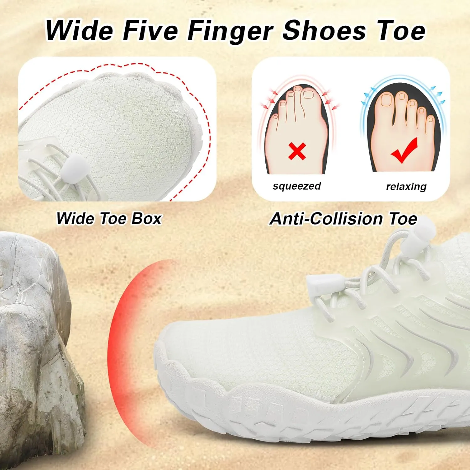 BARERUN Kids Water Shoes Boys Girls Barefoot Aqua Socks Quick Dry Breathable Sports Aqua Athletic Sneakers Wide Toe Adjustable Lightweight Beach Swim Pool Shoes