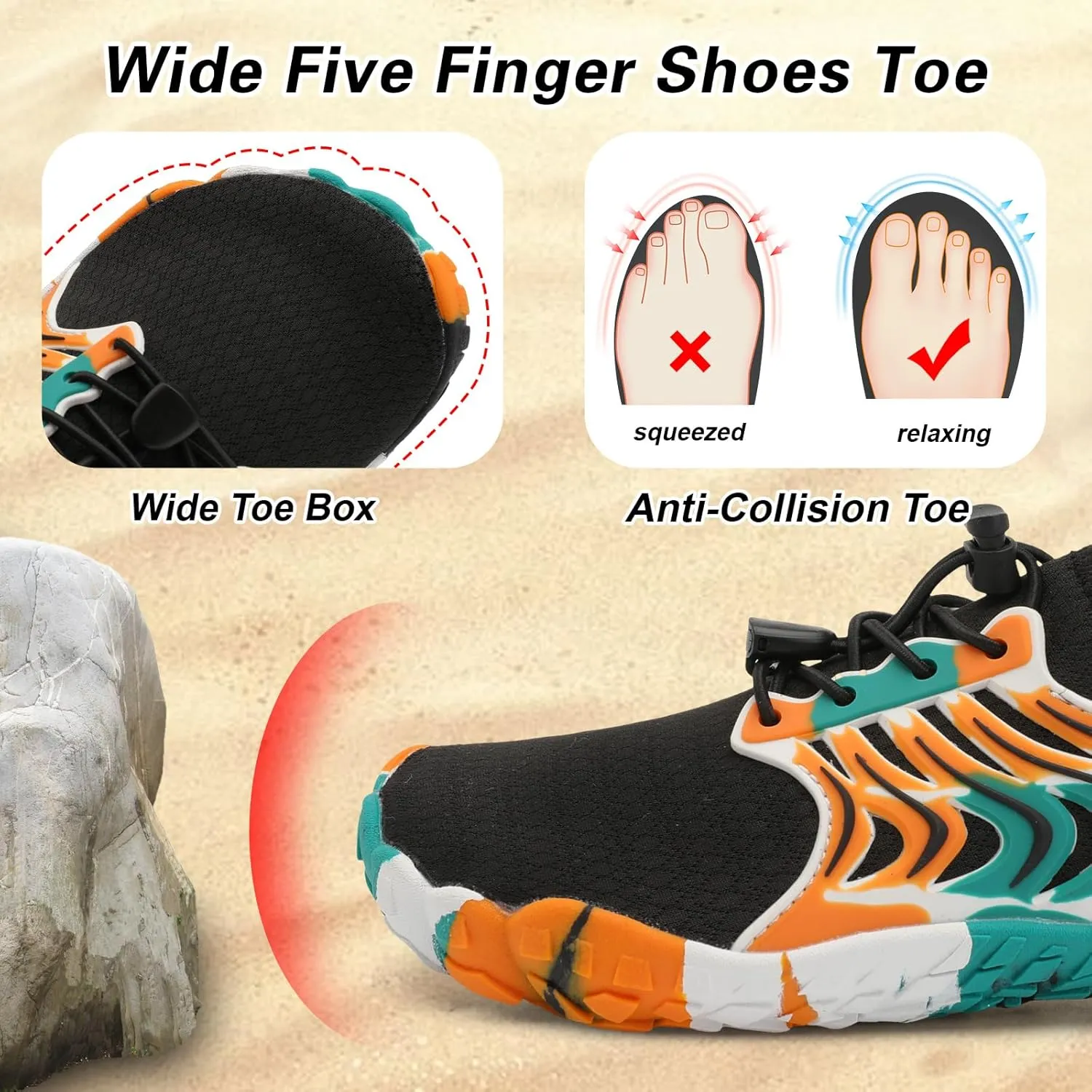 BARERUN Kids Water Shoes Boys Girls Barefoot Aqua Socks Quick Dry Breathable Sports Aqua Athletic Sneakers Wide Toe Adjustable Lightweight Beach Swim Pool Shoes