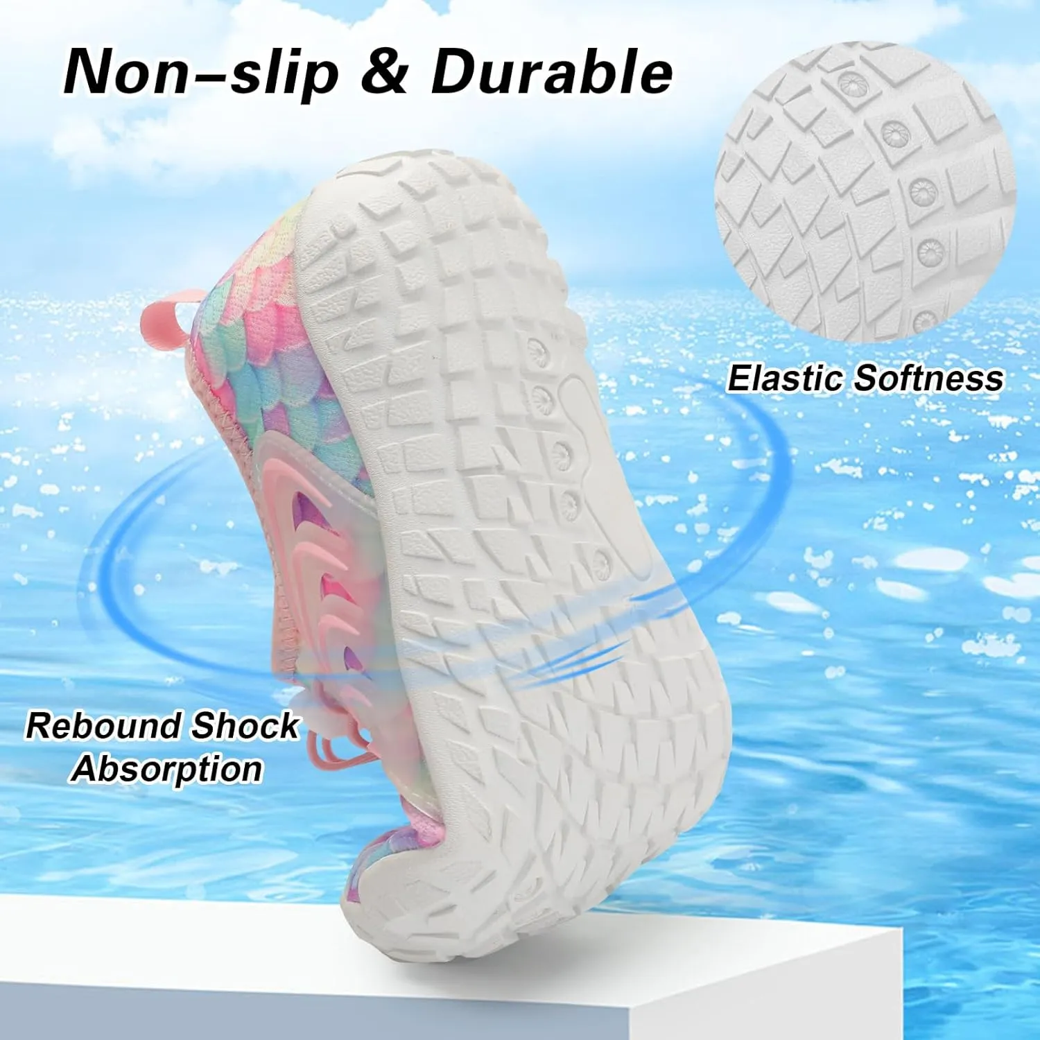 BARERUN Kids Water Shoes Boys Girls Barefoot Aqua Socks Quick Dry Breathable Sports Aqua Athletic Sneakers Wide Toe Adjustable Lightweight Beach Swim Pool Shoes