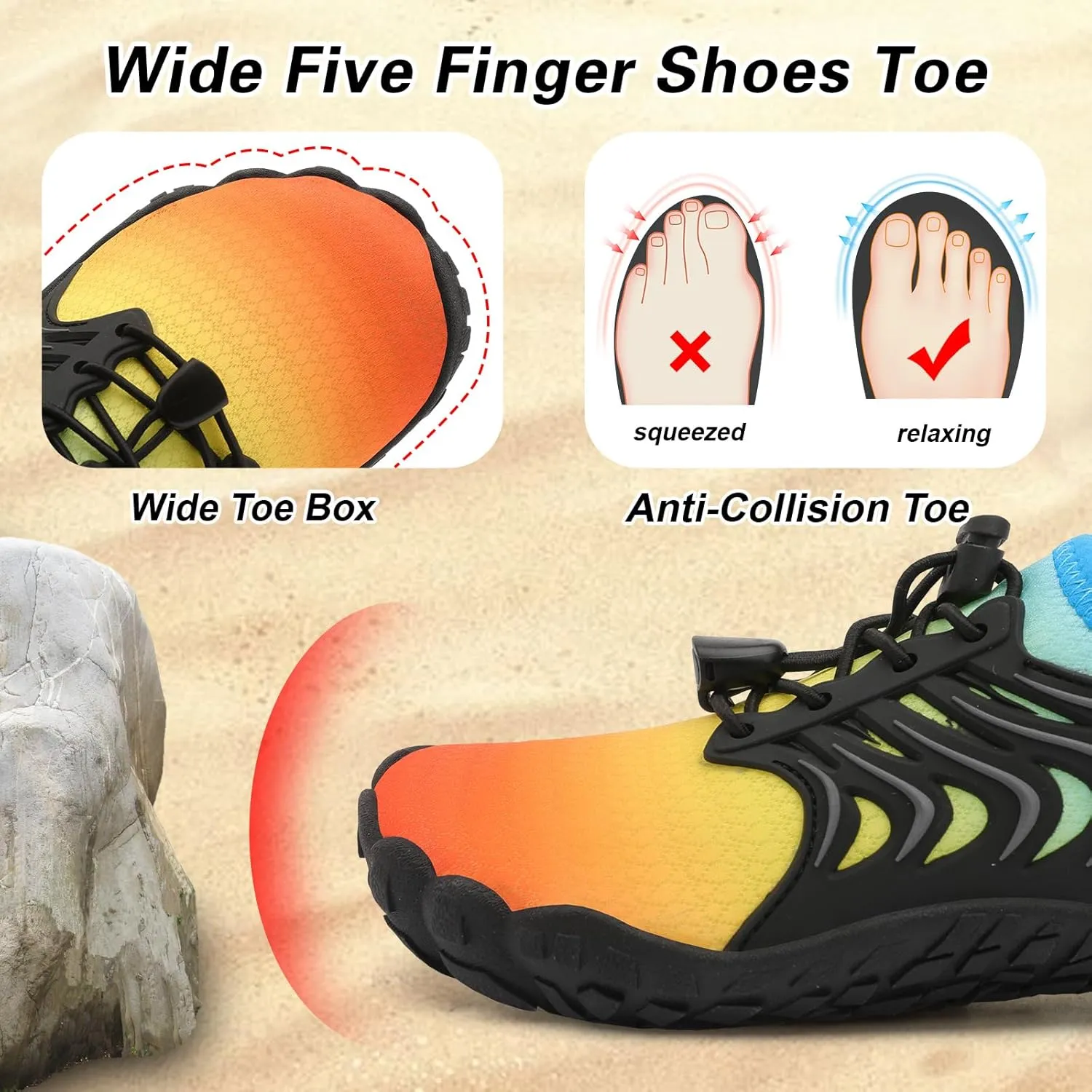BARERUN Kids Water Shoes Boys Girls Barefoot Aqua Socks Quick Dry Breathable Sports Aqua Athletic Sneakers Wide Toe Adjustable Lightweight Beach Swim Pool Shoes