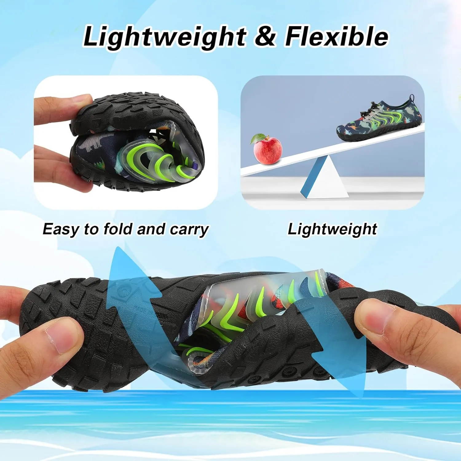 BARERUN Kids Water Shoes Boys Girls Barefoot Aqua Socks Quick Dry Breathable Sports Aqua Athletic Sneakers Wide Toe Adjustable Lightweight Beach Swim Pool Shoes