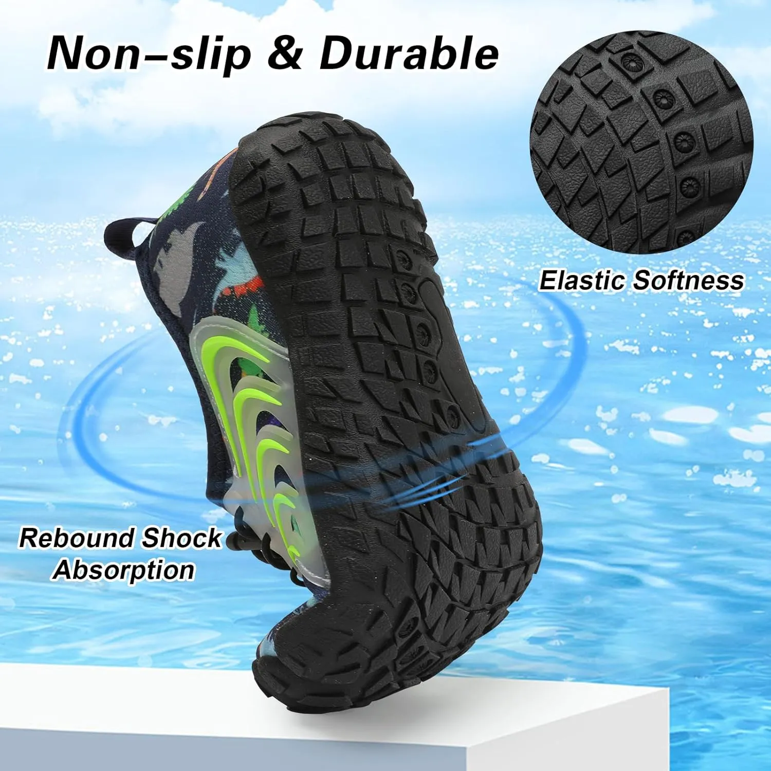 BARERUN Kids Water Shoes Boys Girls Barefoot Aqua Socks Quick Dry Breathable Sports Aqua Athletic Sneakers Wide Toe Adjustable Lightweight Beach Swim Pool Shoes