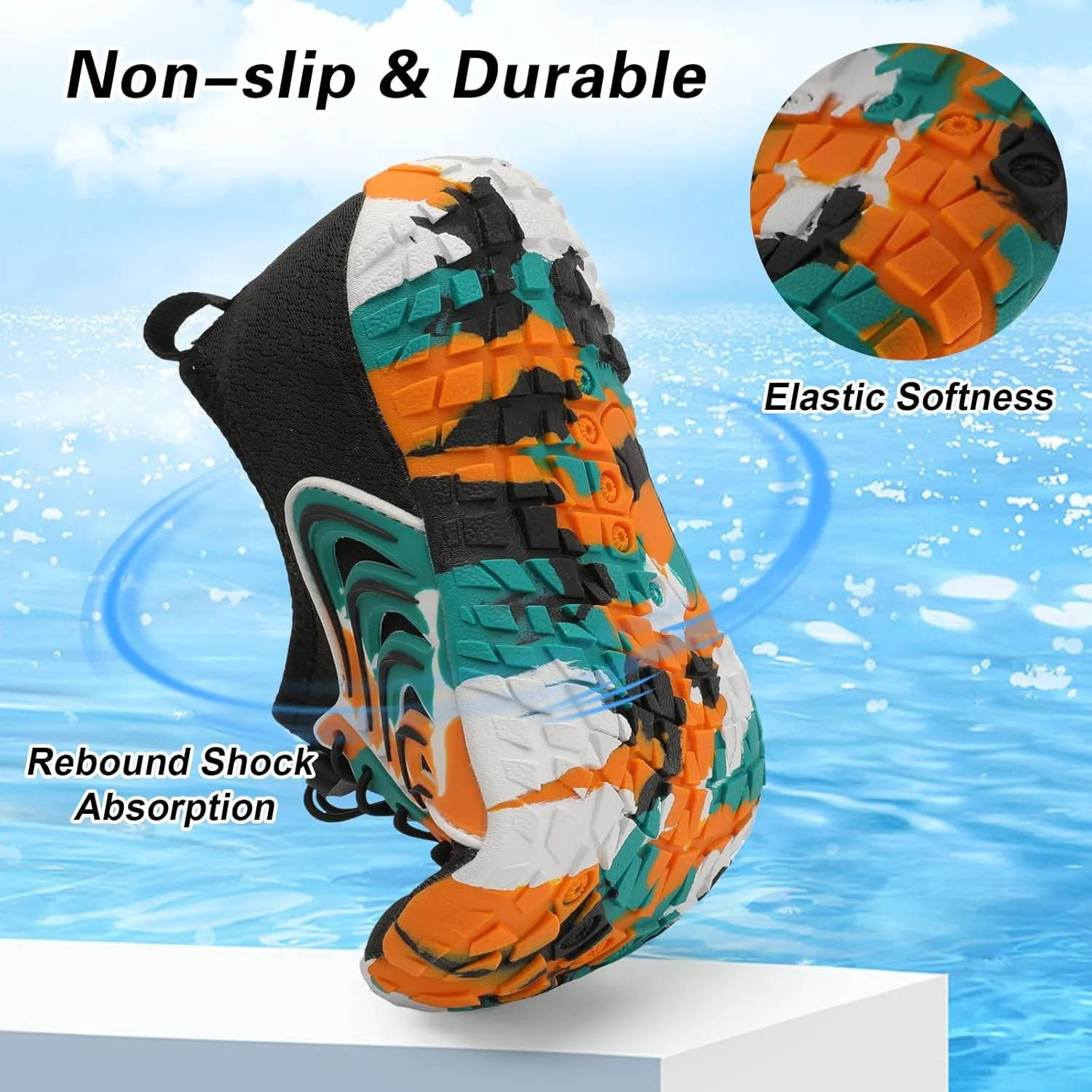 BARERUN Kids Water Shoes Boys Girls Barefoot Aqua Socks Quick Dry Breathable Sports Aqua Athletic Sneakers Wide Toe Adjustable Lightweight Beach Swim Pool Shoes