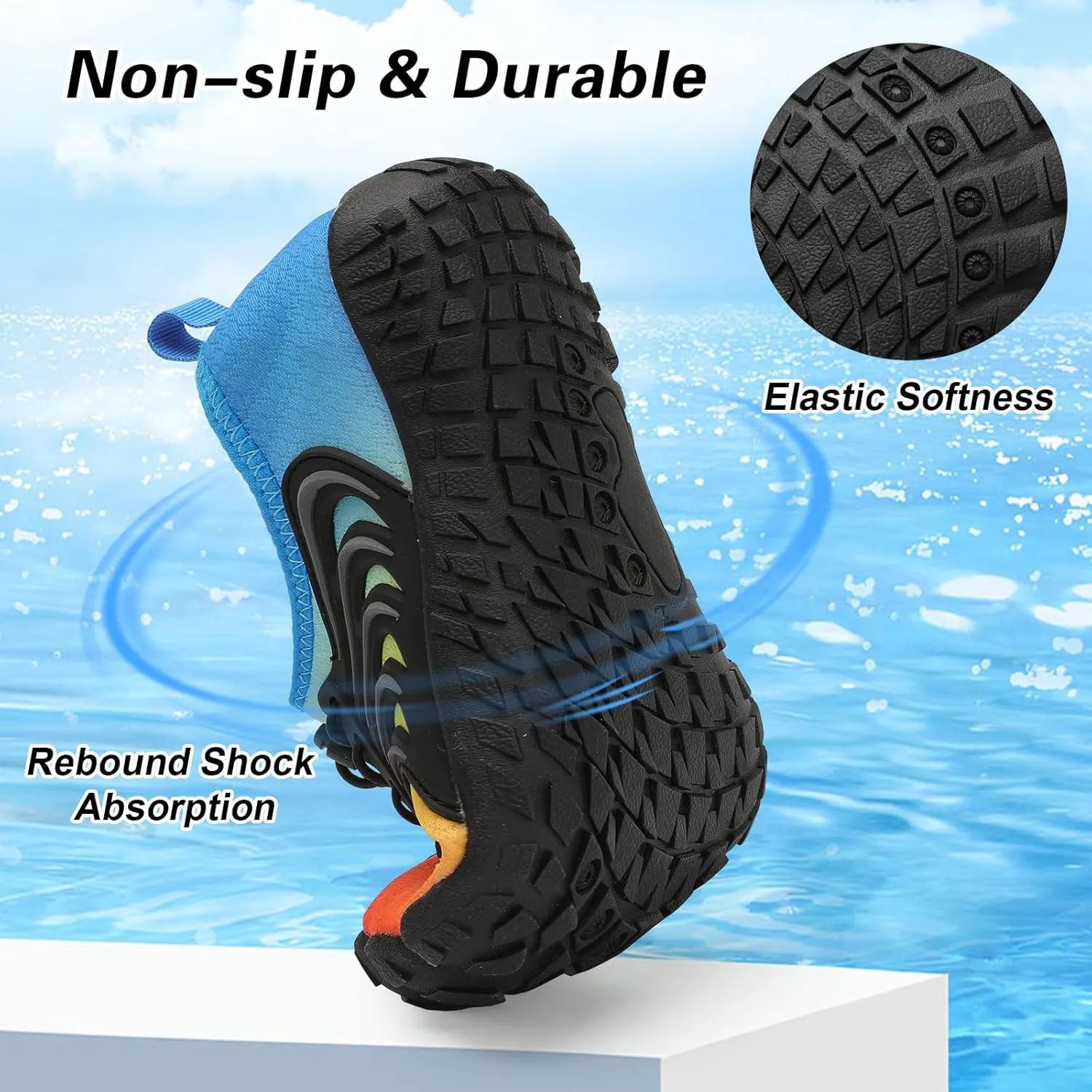 BARERUN Kids Water Shoes Boys Girls Barefoot Aqua Socks Quick Dry Breathable Sports Aqua Athletic Sneakers Wide Toe Adjustable Lightweight Beach Swim Pool Shoes