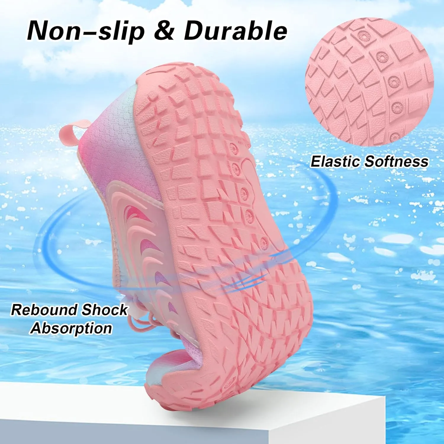 BARERUN Kids Water Shoes Boys Girls Barefoot Aqua Socks Quick Dry Breathable Sports Aqua Athletic Sneakers Wide Toe Adjustable Lightweight Beach Swim Pool Shoes