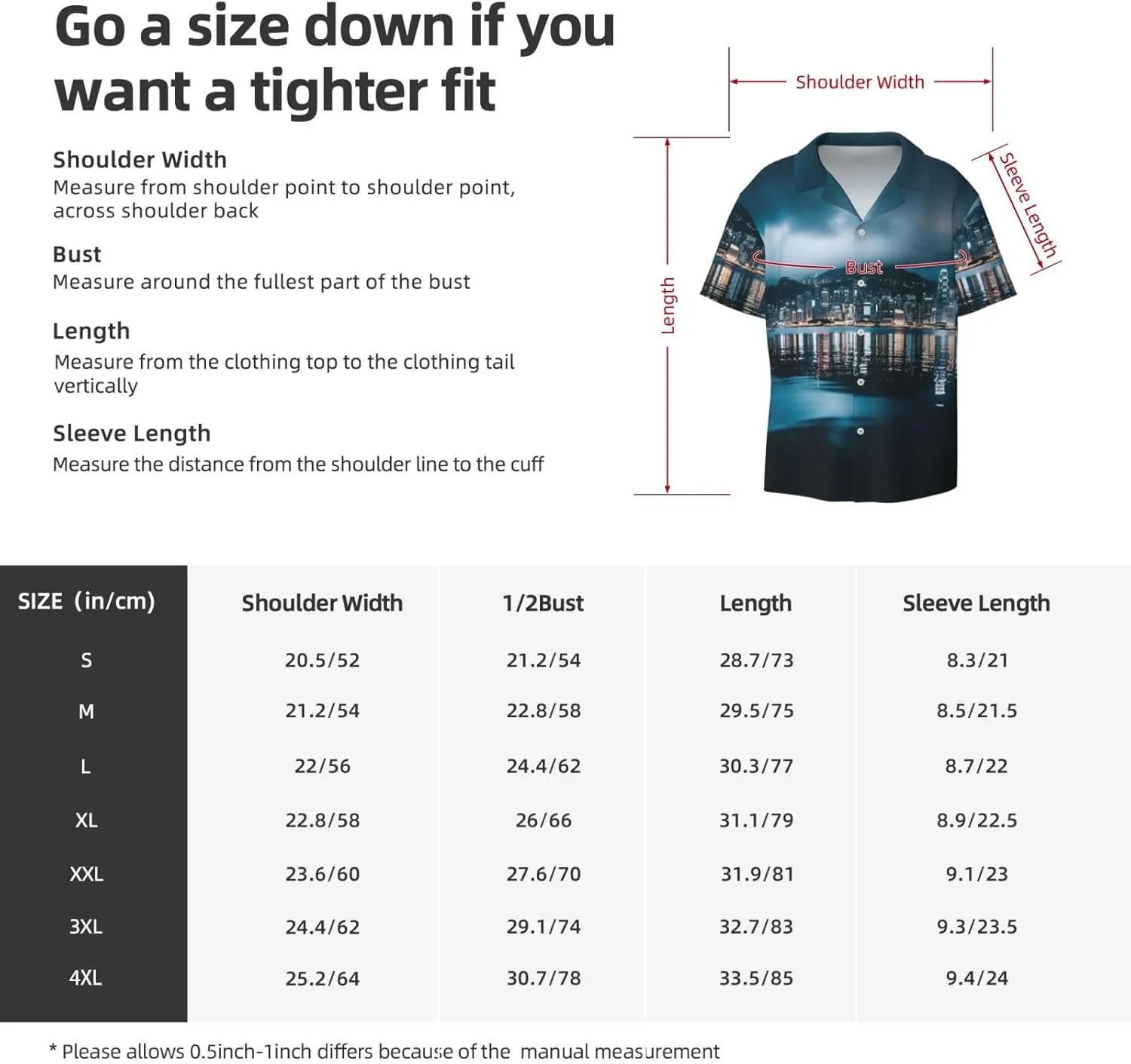 Beautiful City Night View Print Hawaiian Shirt for Men Summer Beach Casual Short Sleeve Button Down Shirts