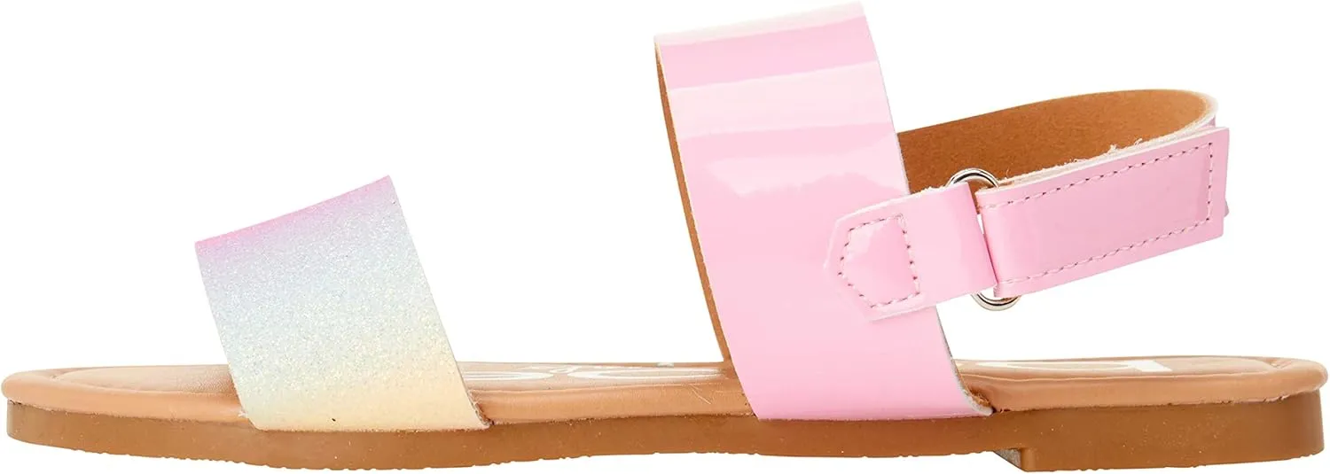 bebe Girls Sandals - Big girl and Toddler Girl Sandals with Durable Leather and Glitter Straps, Summer Dress Shoes for Girls