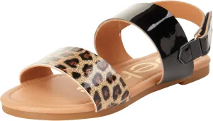 bebe Girls Sandals - Big girl and Toddler Girl Sandals with Durable Leather and Glitter Straps, Summer Dress Shoes for Girls