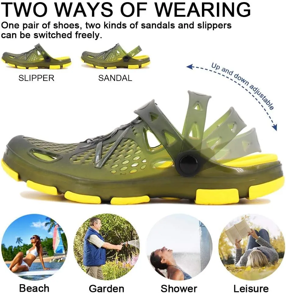 beister Mens Clogs Non Slip Water Shoes with Adjustable Strap, Lightweight Slip on Mules Garden Kitchen Outdoor Beach Yard Pool Shower Summer Sandals Slippers