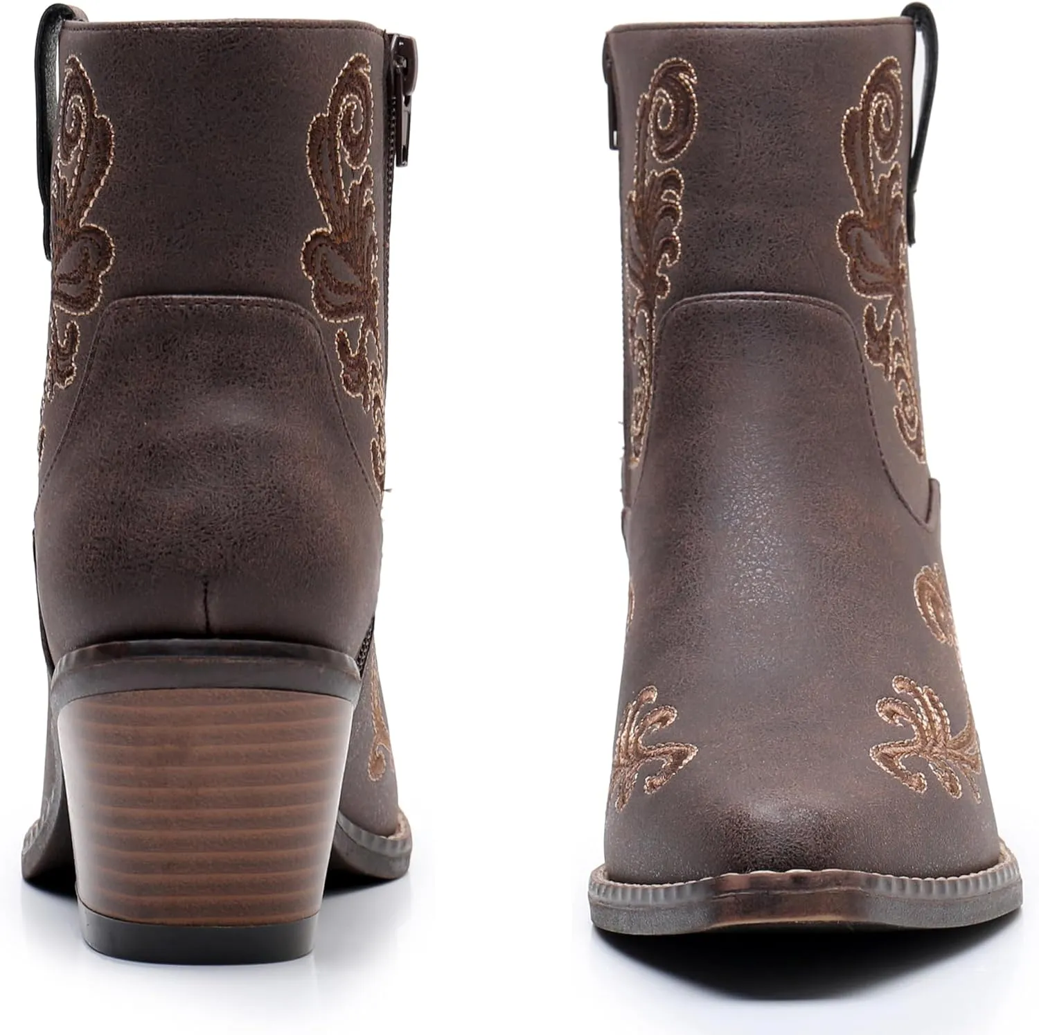 Blikcon Womens' Embroidery Western Ankle Cowgirl Boots