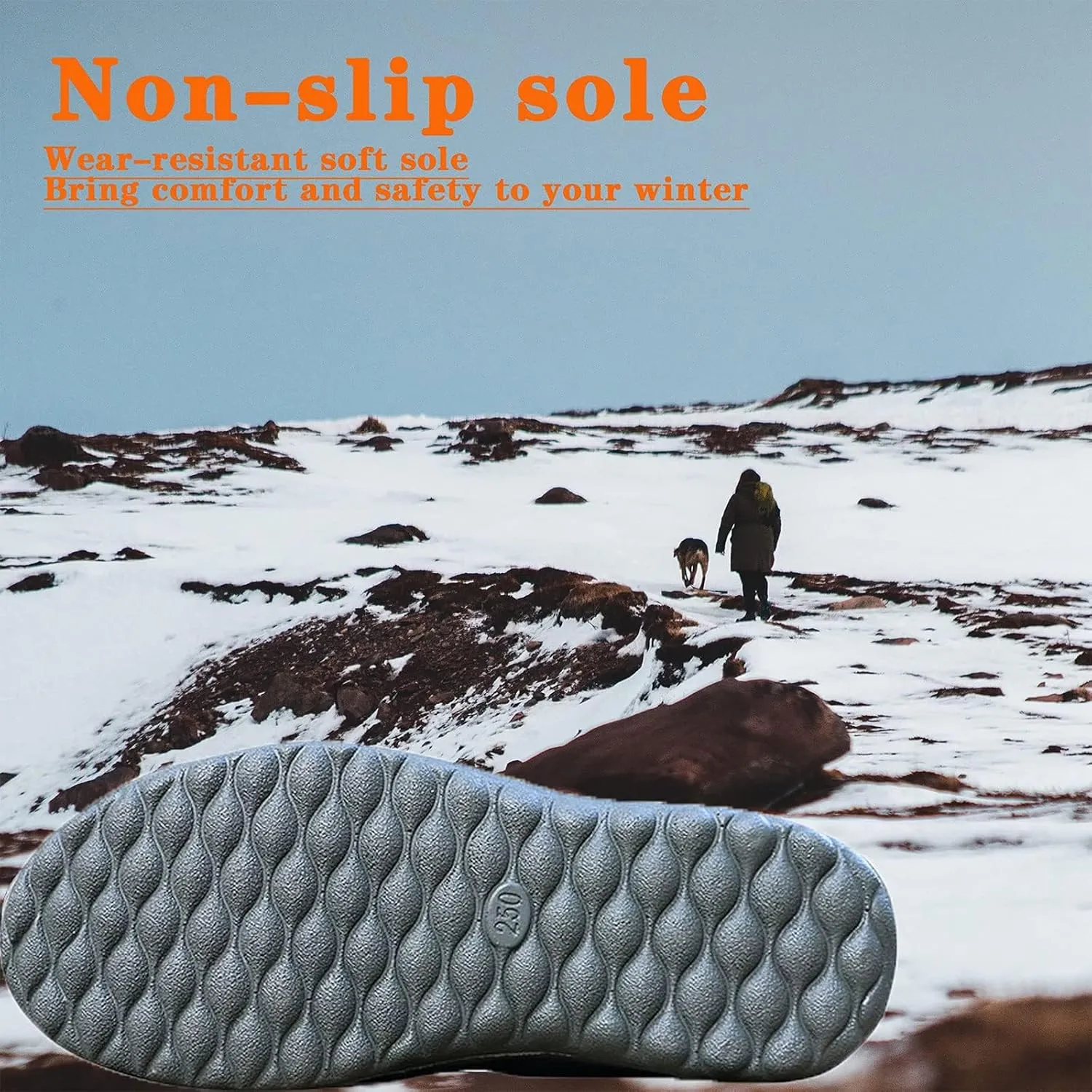 Boojoy Winter Boots, Winter Warm Booties Fur Lined Anti-Slip Ankle Outdoor Slip On Waterproof Booties Comfortable Warm