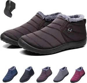 Boojoy Winter Boots, Winter Warm Booties Fur Lined Anti-Slip Ankle Outdoor Slip On Waterproof Booties Comfortable Warm