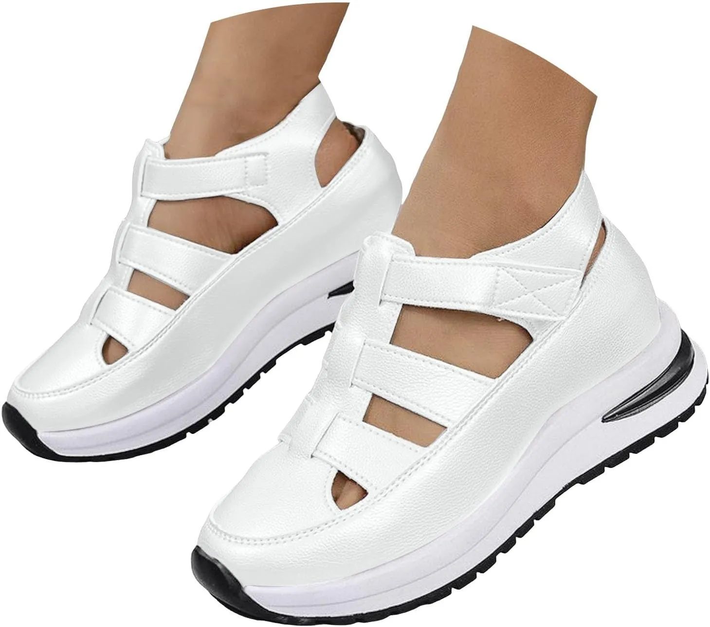 Bootara Women's Hollow-Out Casual Sandals,2025 Closed Toe Platform Sandals Height-Boosting Thick Sole