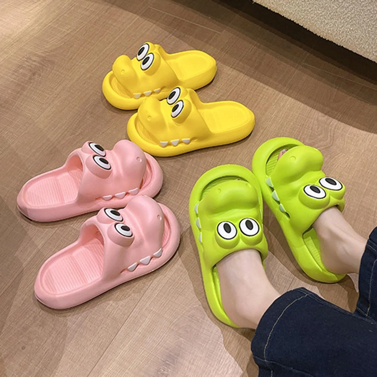 Boys Girl Cloud Crocodile Slides Non-Slip Summer Quick Drying Shower Slippers Comfy Cushioned Thick Sole Cute Cartoon Sandals