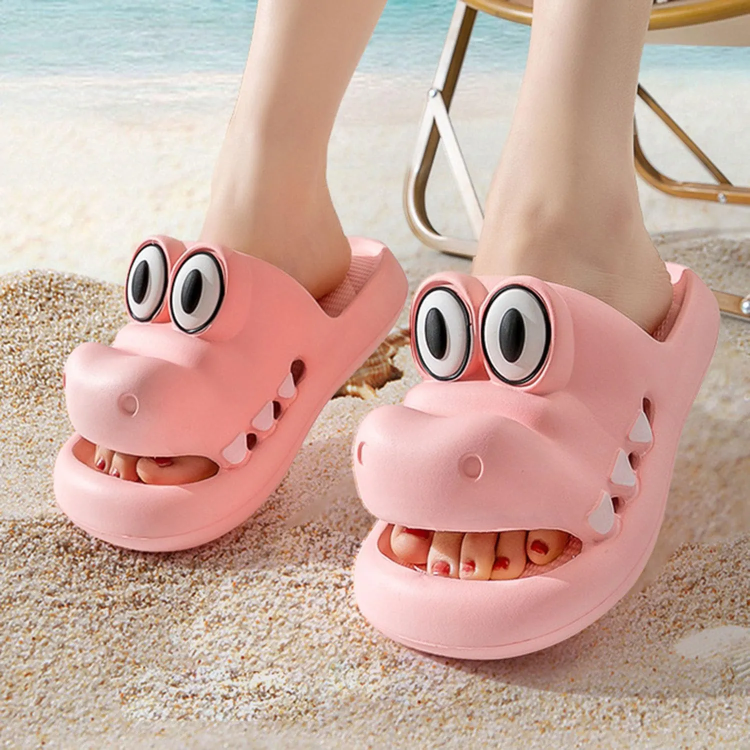 Boys Girl Cloud Crocodile Slides Non-Slip Summer Quick Drying Shower Slippers Comfy Cushioned Thick Sole Cute Cartoon Sandals