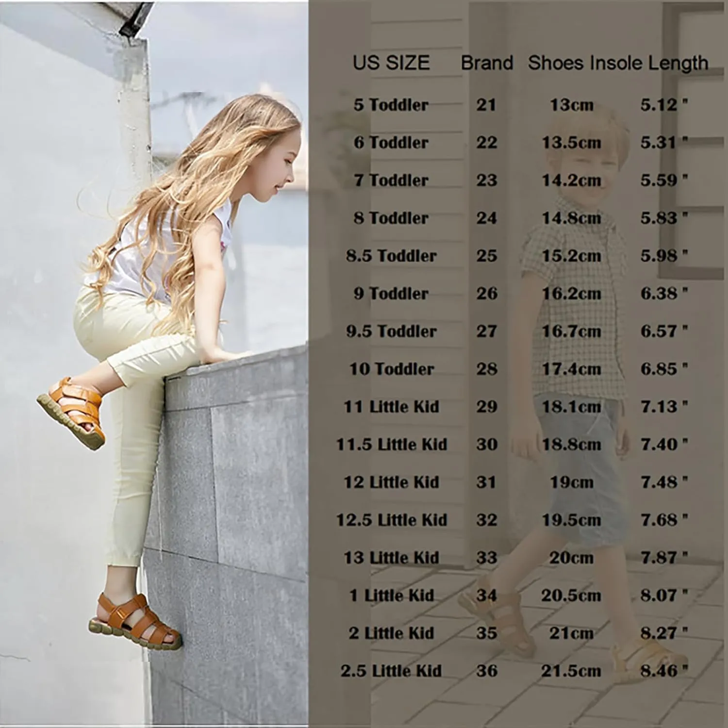 Boys Girls Leather Close Toe Outdoor Sports Sandals Beach Sandals