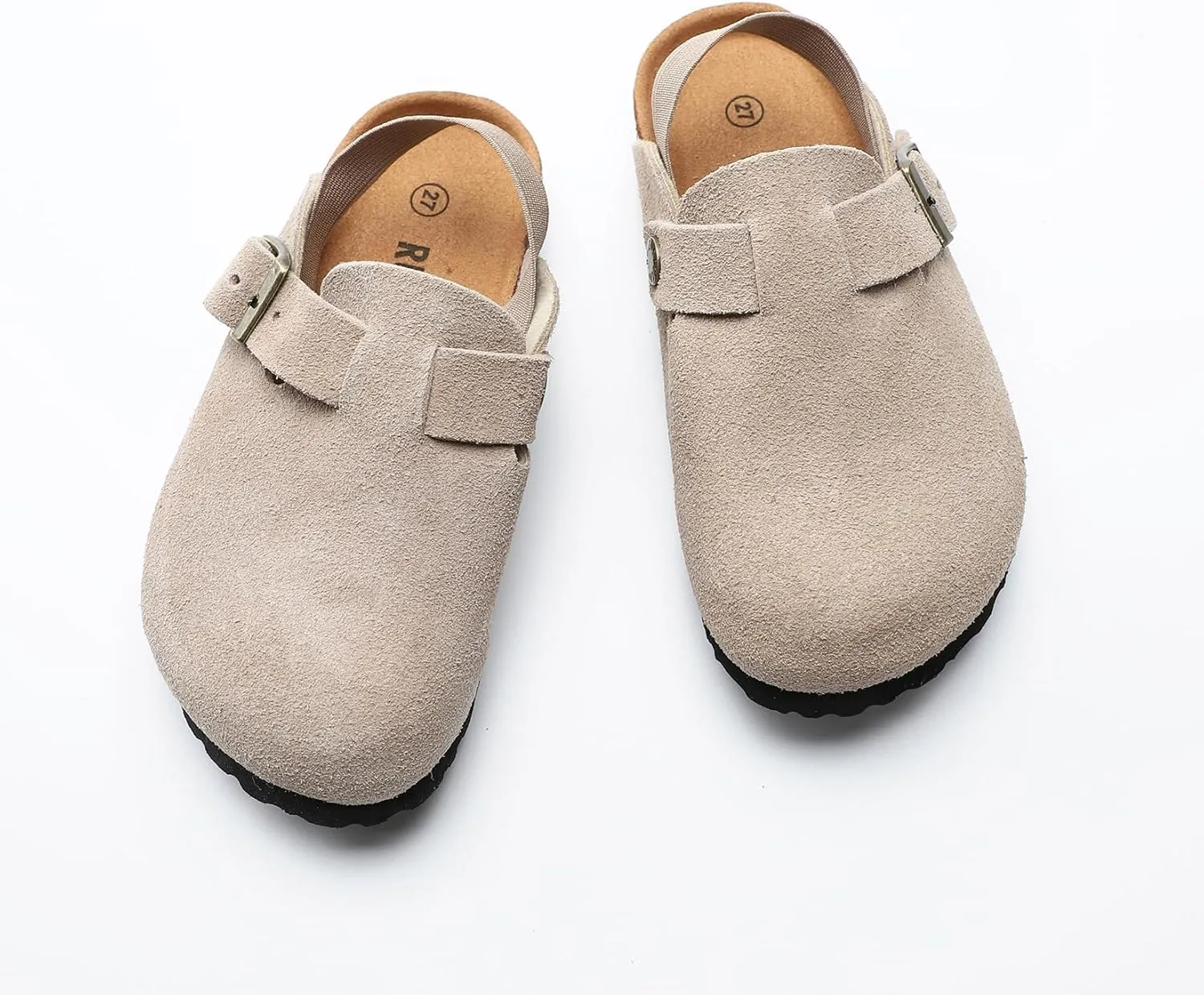 Boys Girls Suede Clogs Unisex Toddler Slip-on Slippers Kids Outdoor Indoor Flat Shoes Classic Cork Adjustable Buckle Mules Cute Sandals