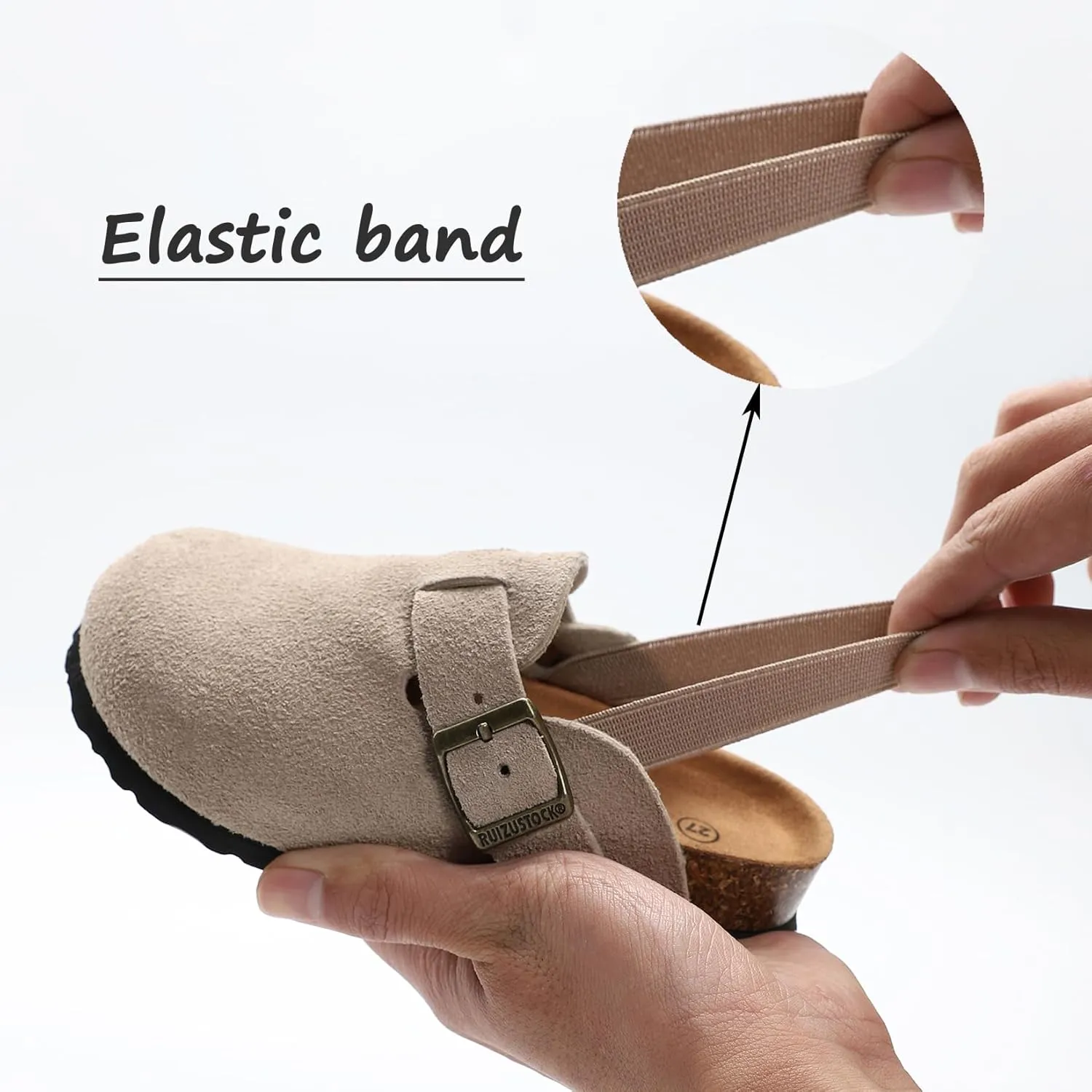 Boys Girls Suede Clogs Unisex Toddler Slip-on Slippers Kids Outdoor Indoor Flat Shoes Classic Cork Adjustable Buckle Mules Cute Sandals
