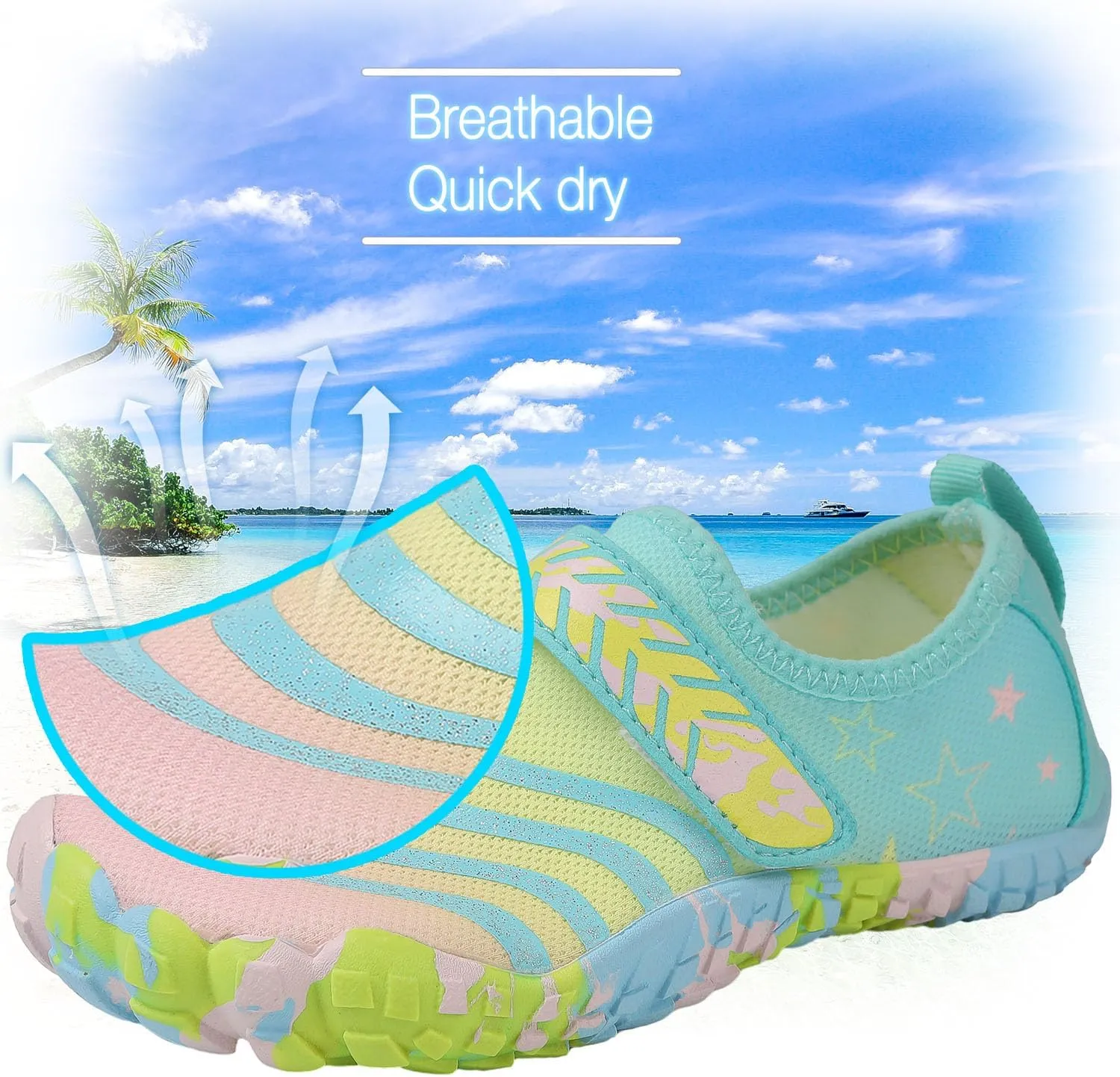 Boys Girls Water Shoes Kids Lightweight Aqua Socks Barefoot Quick Dry Hiking Walking Sneakers Slip On Sandals for Beach Pool Swim (Little Kid/Big Kid)
