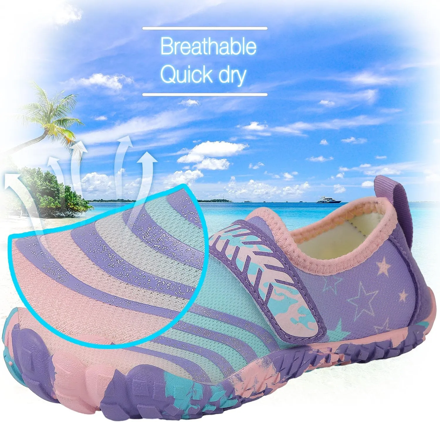 Boys Girls Water Shoes Kids Lightweight Aqua Socks Barefoot Quick Dry Hiking Walking Sneakers Slip On Sandals for Beach Pool Swim (Little Kid/Big Kid)