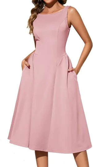 Bridesmay Women's Sleeveless Cocktail Party Dresses with Pockets 2025 A-Line Semi Formal Wedding Guest Dress