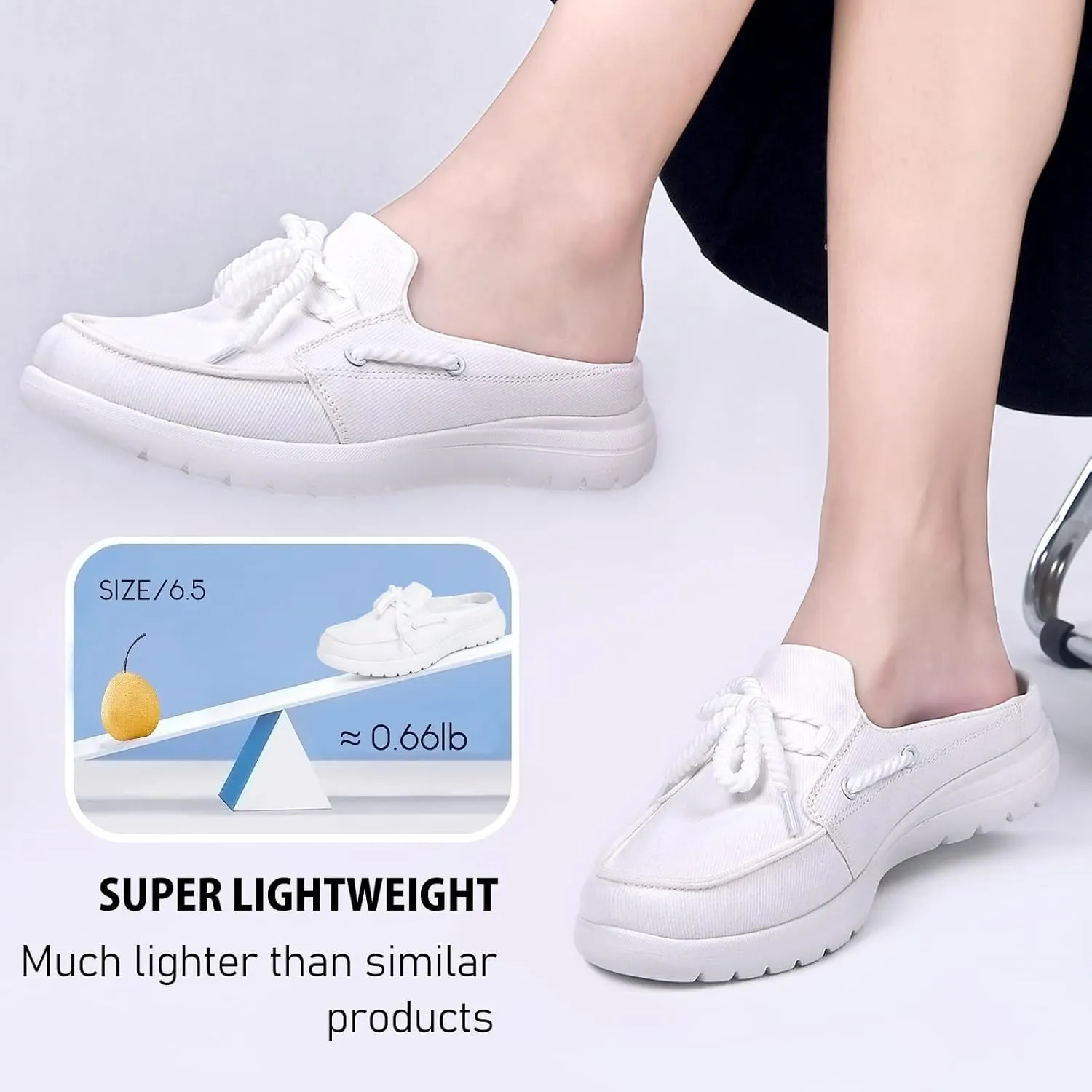 Buyrew Mules for Women Slip on Shoes Comfortable Knit Canvas Walking Flats with Arch Support Breathable Clogs House Slippers