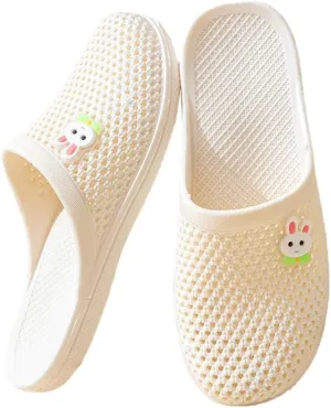 Caistre Bath Slippers with Holes Women Lightweight Slide Sandals Indoor Outdoor Bath Slippers Non Slip House Shoes Pool Beach