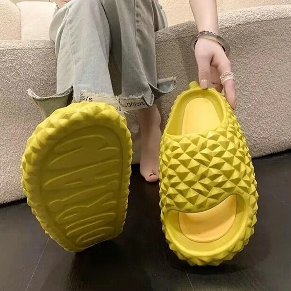 Caistre Funny Fruit House Slipper for Women Men Comfortable Quick Drying Durian Shower Sandals Slippers Non-Slip Bathroom Slippers