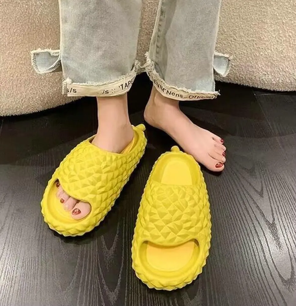 Caistre Funny Fruit House Slipper for Women Men Comfortable Quick Drying Durian Shower Sandals Slippers Non-Slip Bathroom Slippers