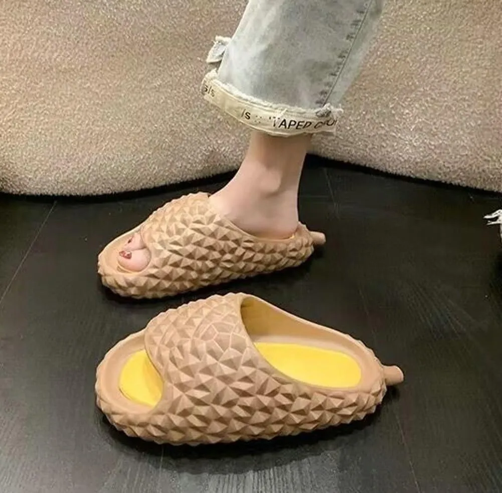Caistre Funny Fruit House Slipper for Women Men Comfortable Quick Drying Durian Shower Sandals Slippers Non-Slip Bathroom Slippers