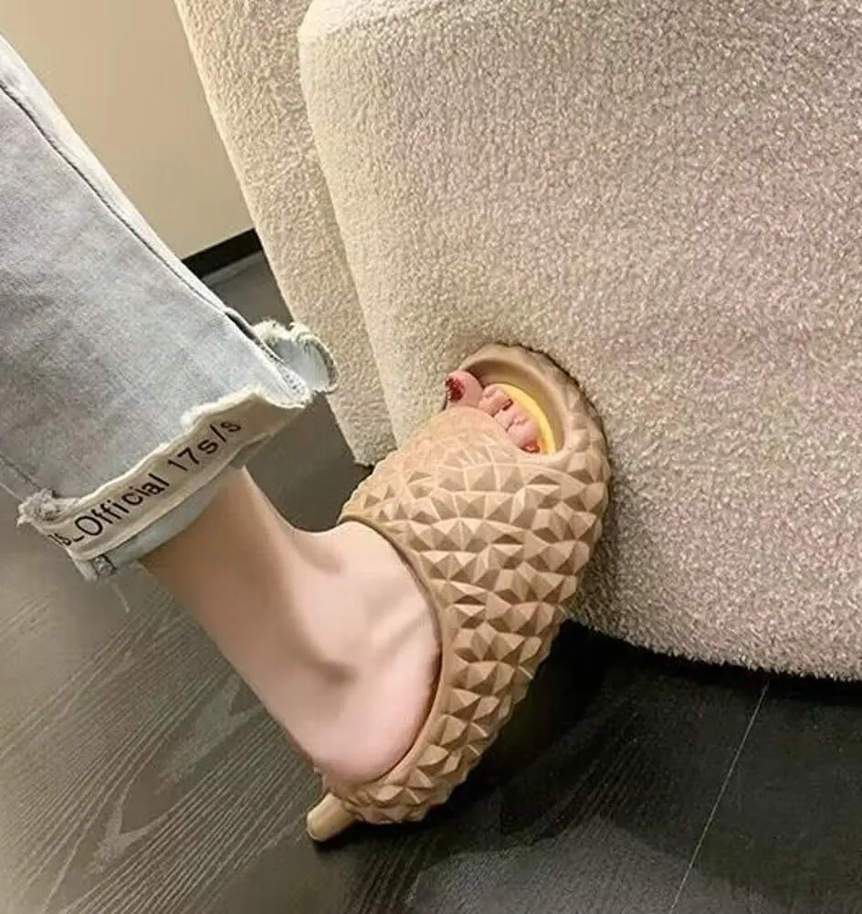 Caistre Funny Fruit House Slipper for Women Men Comfortable Quick Drying Durian Shower Sandals Slippers Non-Slip Bathroom Slippers