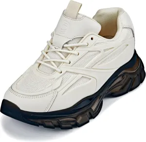 CALTO Men's Invisible Height Increasing Elevator Shoes - Beige/Translucent Onyx Sole Chunky Sole Lace-up Sporty Sneakers - 2.6 Inches Taller - S5283 - Size 8 D(M) US