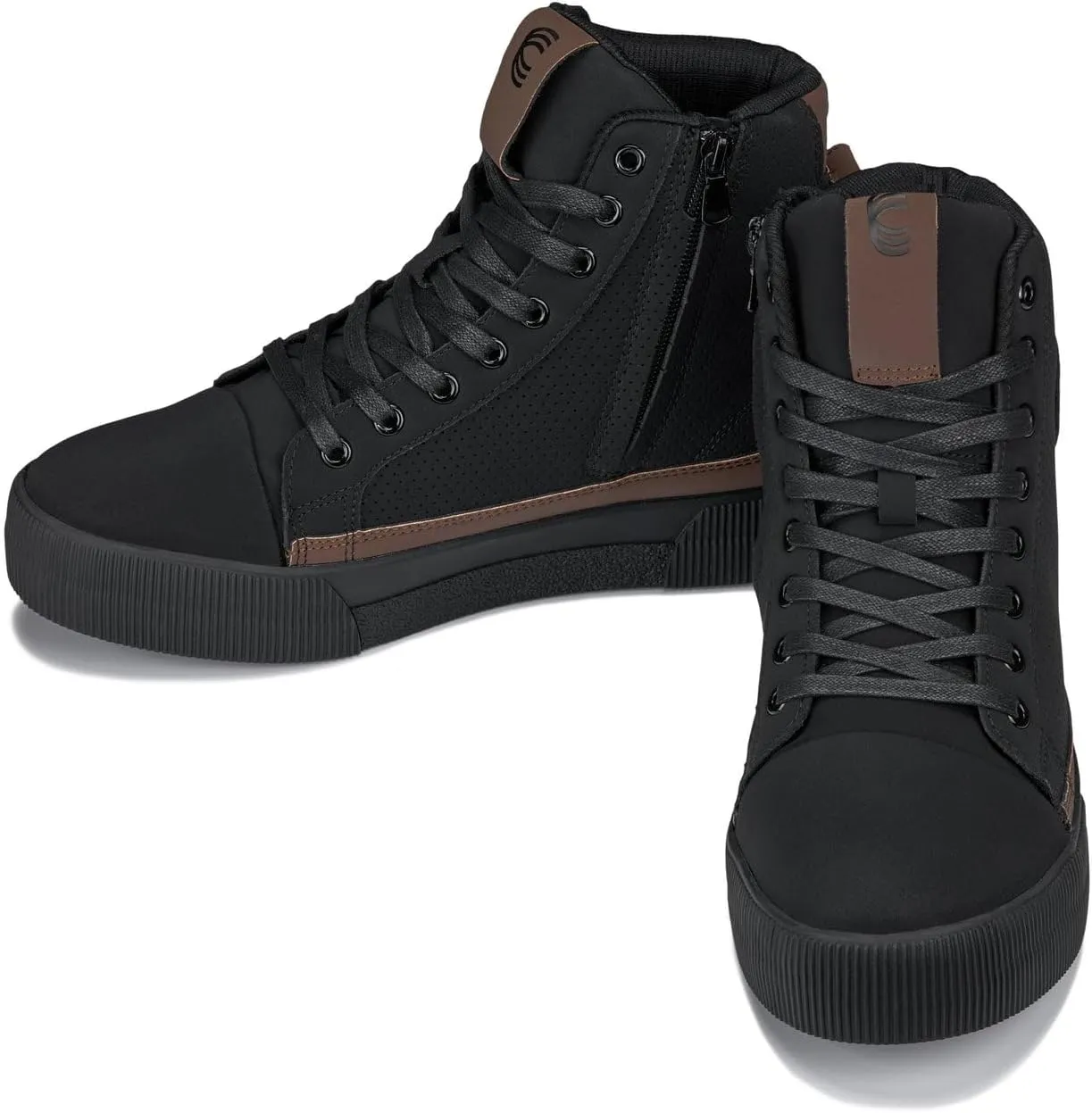 CALTO Men's Invisible Height Increasing Elevator Shoes - Zip-up Cap Toe High Top Sneaker Boots - 2.4 Inches Taller