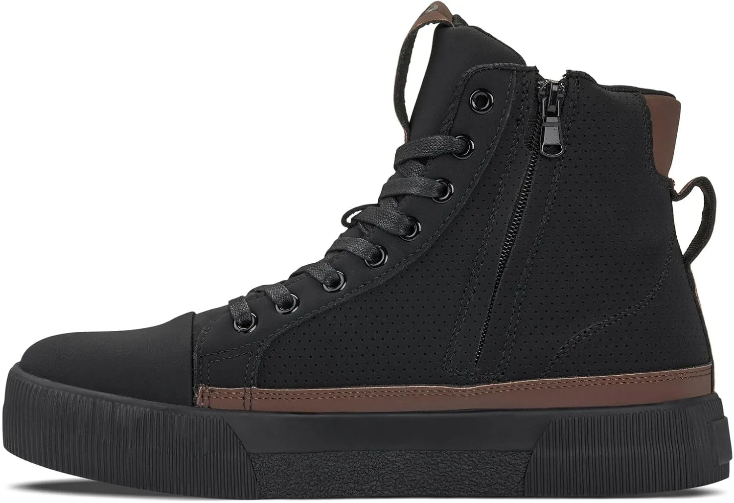 CALTO Men's Invisible Height Increasing Elevator Shoes - Zip-up Cap Toe High Top Sneaker Boots - 2.4 Inches Taller