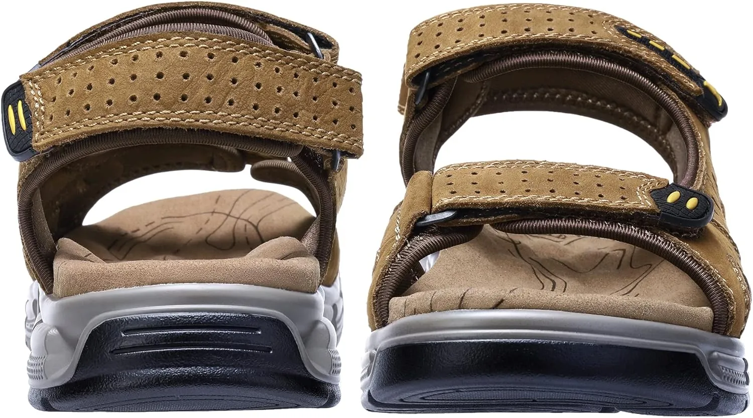CAMEL CROWN Men's Leather Sandals Hiking Outdoor Water Beach Sports Mens Sandals for Summer with Open Toe Adjustable Straps