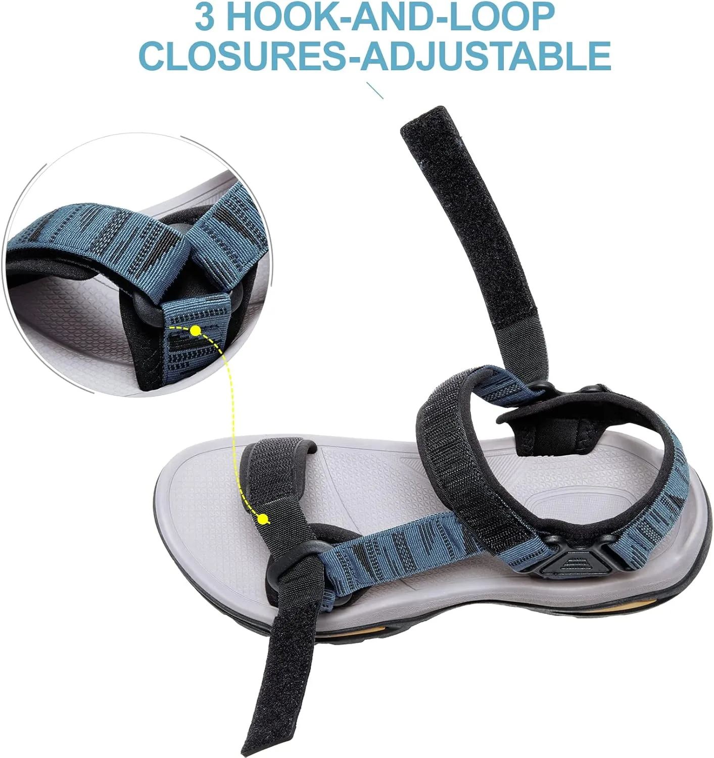 CAMEL CROWN Mens Waterproof Hiking Sandals with Arch Support Open Toe Summer Outdoor Beach Water Comfortable Sport Sandals