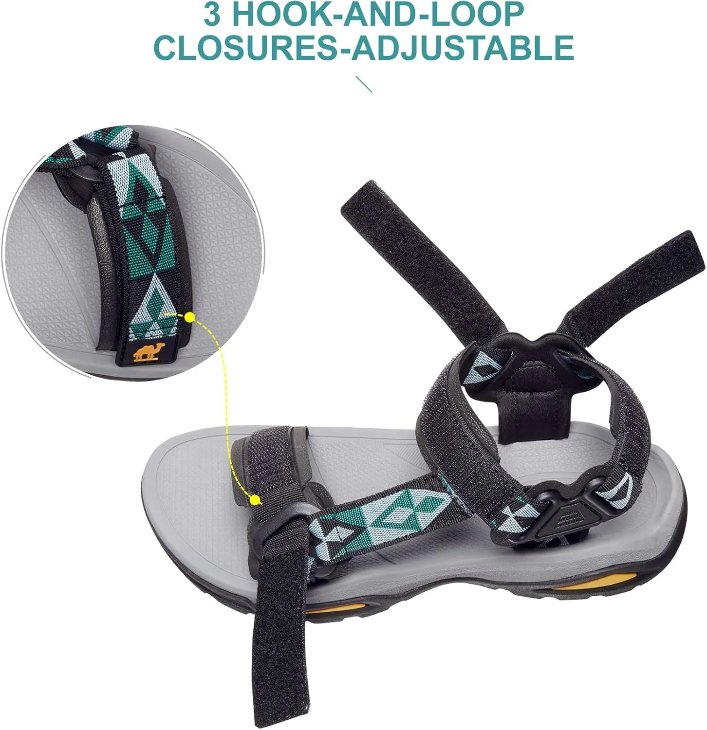 CAMEL CROWN Mens Waterproof Hiking Sandals with Arch Support Open Toe Summer Outdoor Beach Water Comfortable Sport Sandals