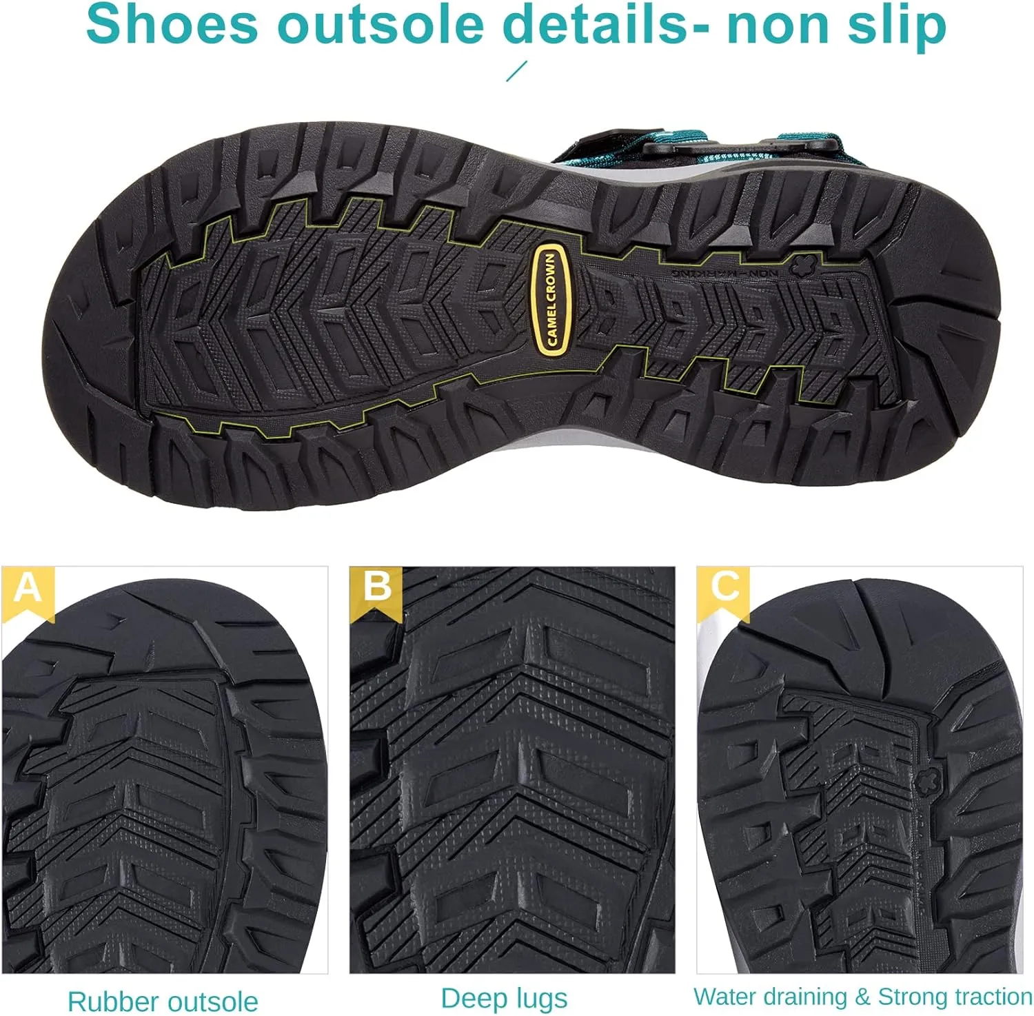 CAMEL CROWN Mens Waterproof Hiking Sandals with Arch Support Open Toe Summer Outdoor Beach Water Comfortable Sport Sandals