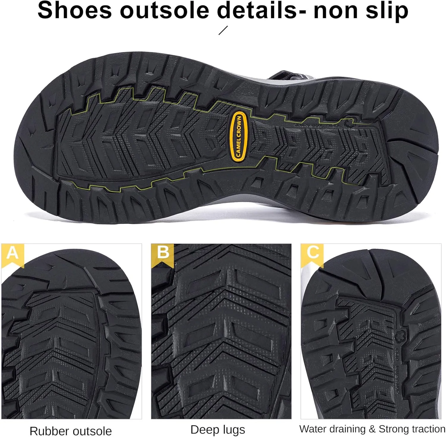 CAMEL CROWN Mens Waterproof Hiking Sandals with Arch Support Open Toe Summer Outdoor Beach Water Comfortable Sport Sandals