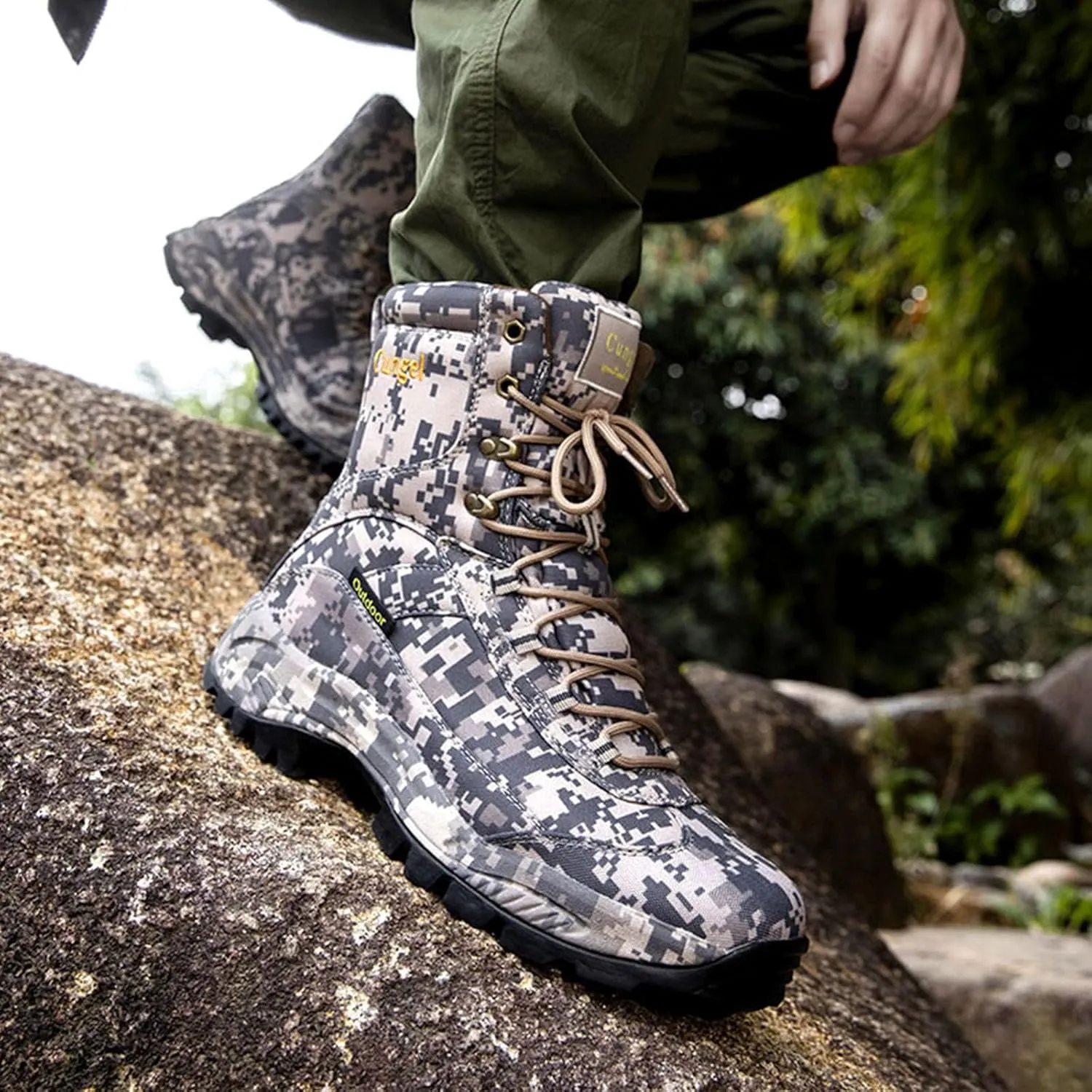 Camo Hiking Boots for Men Waterproof Slip-Resistant Durable Breathable Hunting Boots for Men Perfect for Outdoor Activities Mens Hunting Shoes Heavy Duty Camouflage Boots
