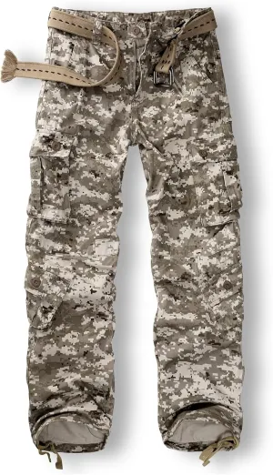 Cargo Pants for Men, Camo Pants Relaxed Fit Utility Hiking Pants, Ripstop Work Pants with 8 Pockets