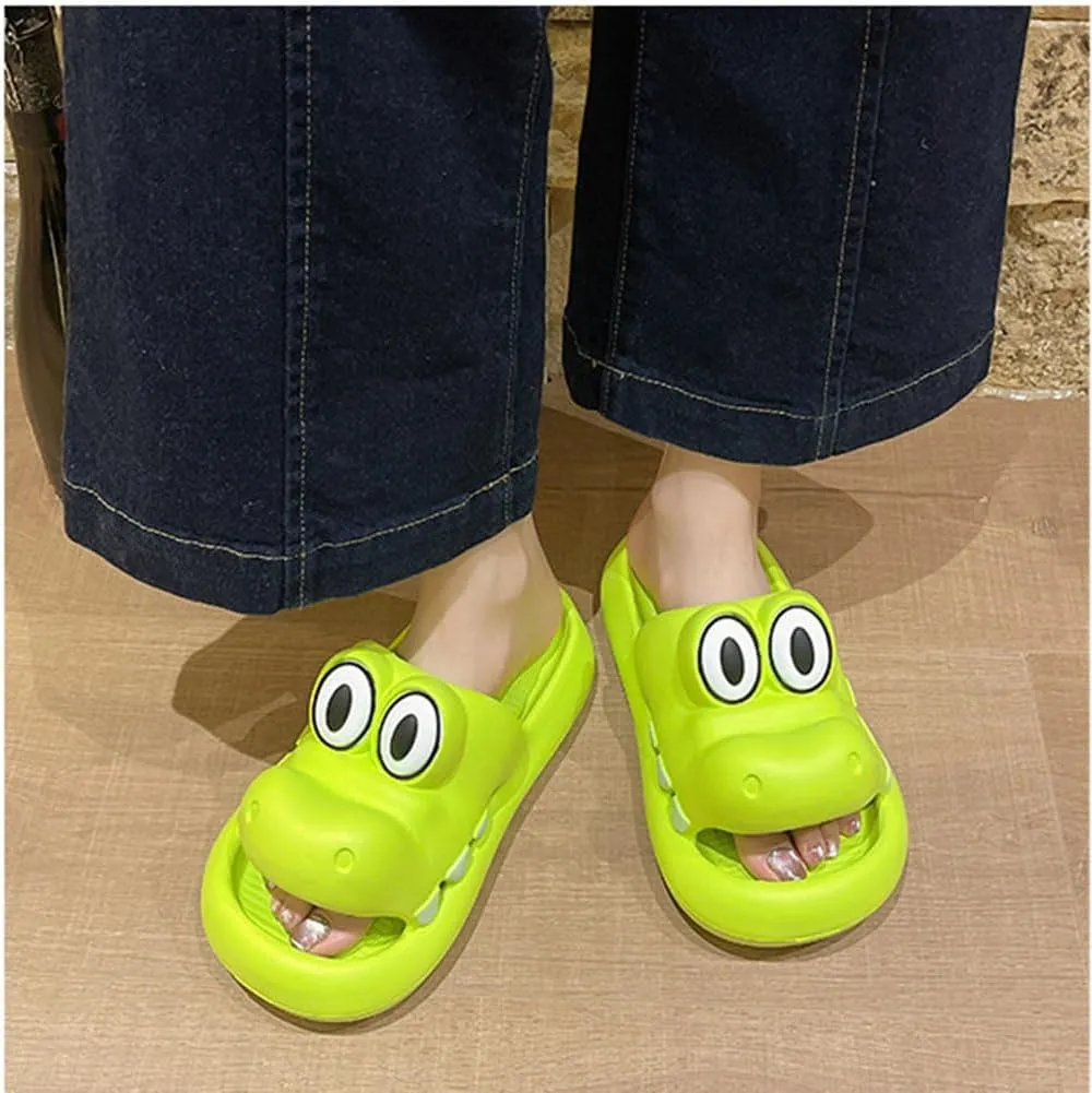 Cartoon Crocodile Slides for Women and Men Cloud Slippers Open Toe Novelty Beach Sandals with Thick Sole