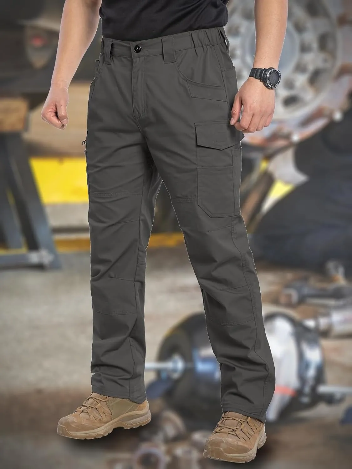 CARWORNIC Men's Stretch Ripstop Work Pants Water Resistant Flex Cargo Pants Lightweight EDC Operator Tactical Utility Pants