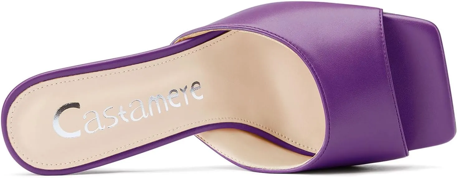 Castamere Square Open Toe Heeled Sandals for Women High Stiletto Heels Slip-on Mules Dress Comfortable Casual Summer Shoes 3.5 Inches Heels