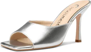 Castamere Square Open Toe Heeled Sandals for Women High Stiletto Heels Slip-on Mules Dress Comfortable Casual Summer Shoes 3.5 Inches Heels