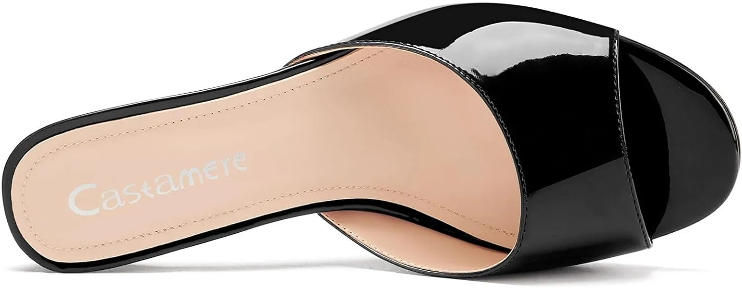 Castamere Women's Heeled Sandals Round Open Toe Kitten Heels Slip On Mules for Prom Party Wedding Vacation 2.6 Inches Heels