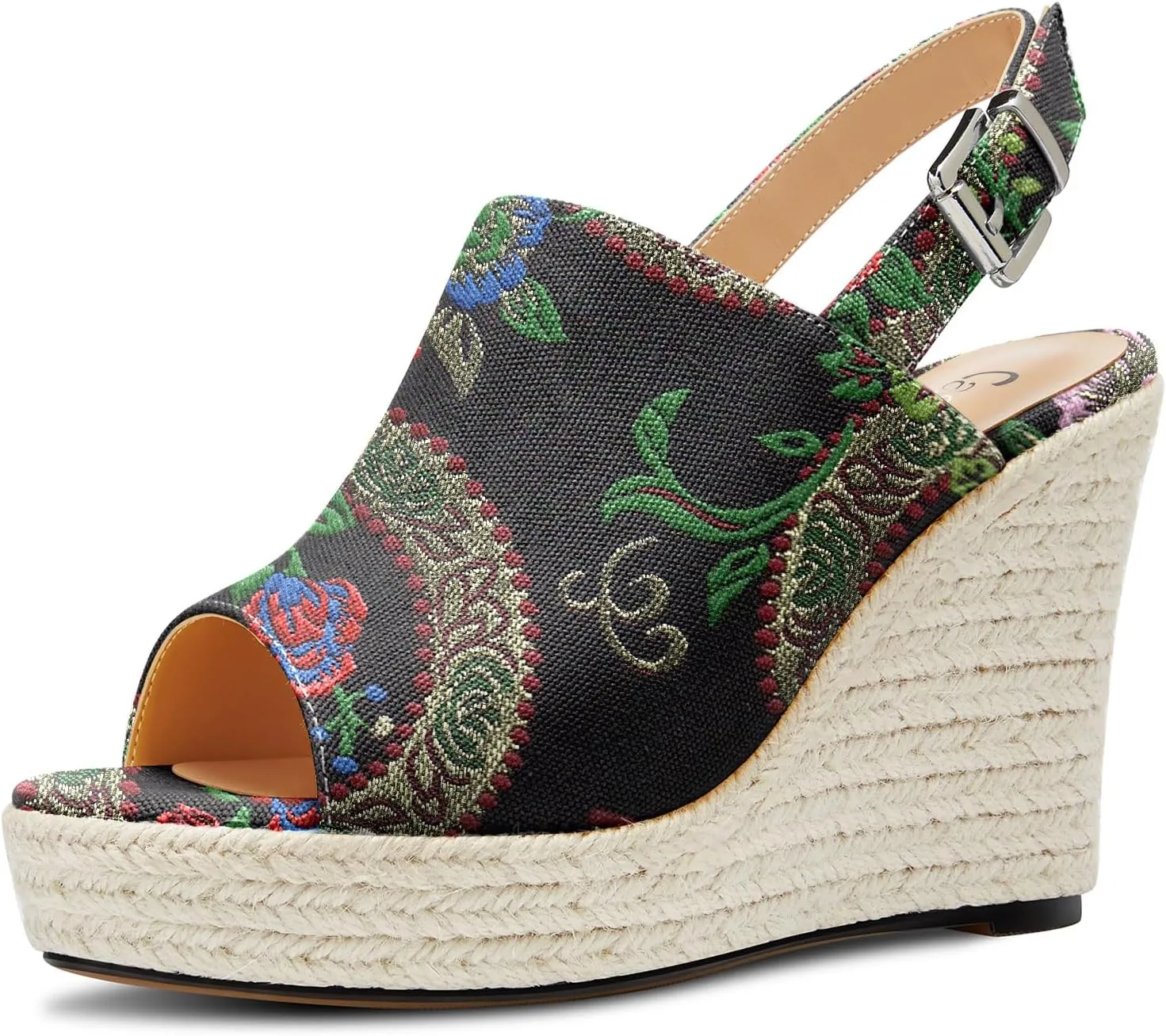 Castamere Womens High Wedge Platform Heel Peep Open Toe Slip-on Sandals Slingback Prom Casual Summer 3.9 Inches Heels