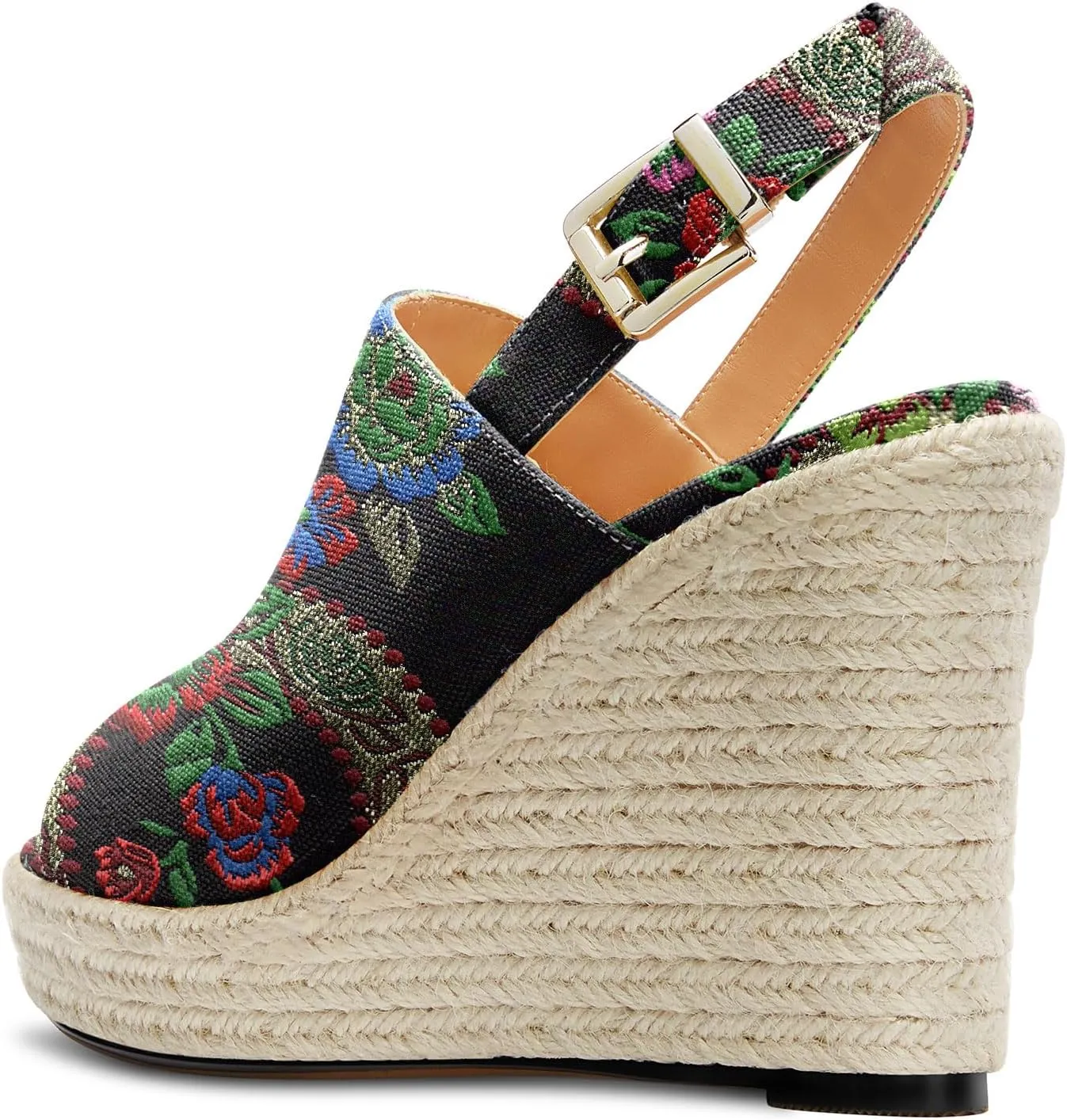 Castamere Womens High Wedge Platform Heel Peep Open Toe Slip-on Sandals Slingback Prom Casual Summer 3.9 Inches Heels