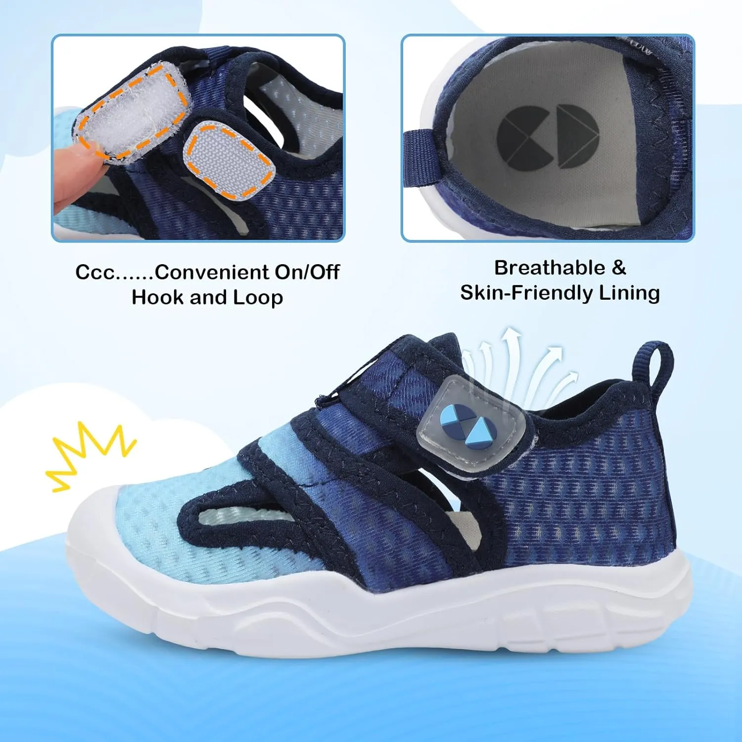 Centipede Demon Toddler Sandals for Boys Girls Qucik Dry Kids Water Sandals Outdoor Breathable Aqua Shoes Lightweight Summer Barefoot Shoes for Swim Pool Beach